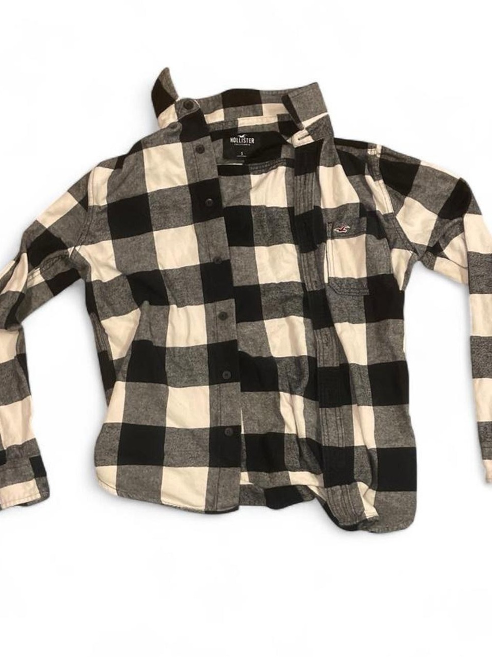 Hollister Black & White Buffalo Check Button-Down Shirt